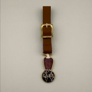 Vintage Case Brown Leather Watch Fob with Gold Buckle